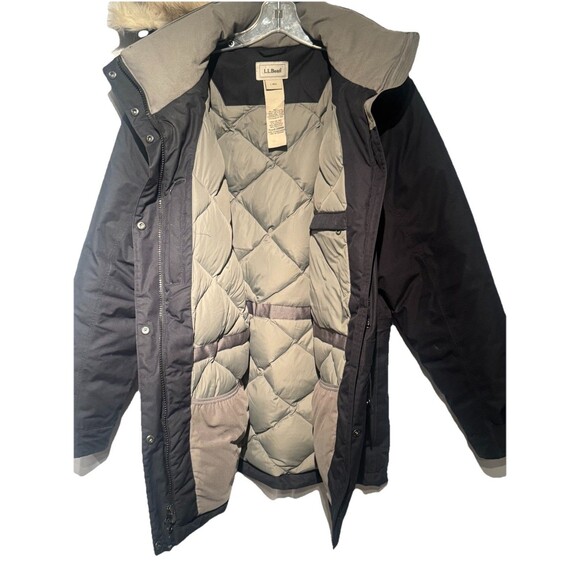 LL Bean Baxter State Tex Parka Womens Lrg Faux Fur Hood Coat Goose Down Jacket - Picture 2 of 12